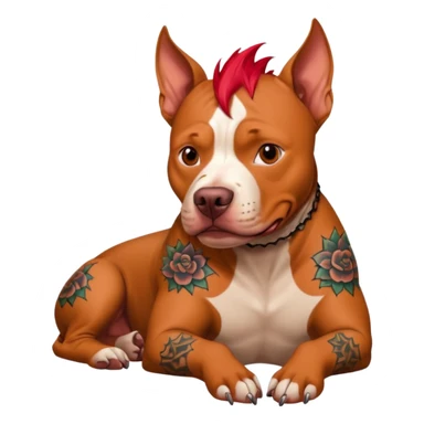 very tattoed pitbull dog with red spky hair sticker