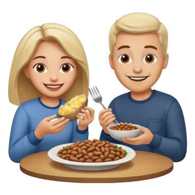 ligth couple having dinner of beans and potatoes sticker