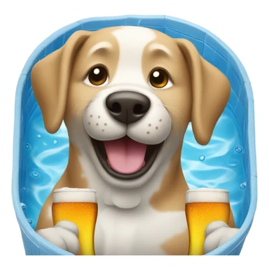 Dog swimming in a pool of beer sticker