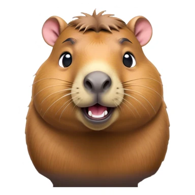Cinematic Comical Capybara Portrait Emoji, Head tilted dramatically with an exaggeratedly amused expression, featuring a robust, rounded build and a distinct capybara face with a broad snout and quirky, small ears, rendered with lifelike soft fur and wide, comically expressive eyes brimming with playful disbelief; high shine, dramatic yet playful, styled with an air of cheeky mischief, soft glowing outline, capturing the essence of a spirited and over‐the‐top capybara that looks ready to side‐eye its way into viral fame! sticker