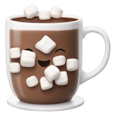 hot chocolate in a white mug with marshmallows sticker