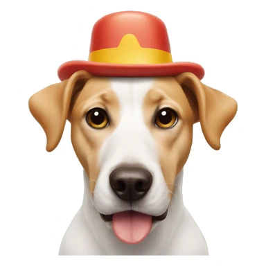 dog whit a hat, whit hotdog in the mouth sticker