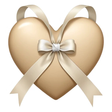 beige heart with white ribbon sticker