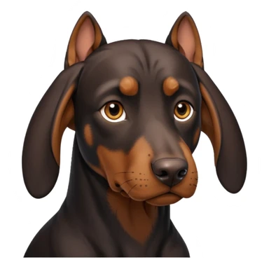 black and tan doberman portrait with floppy ears sticker