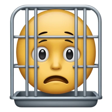 a sad emjoi face in a cage sticker
