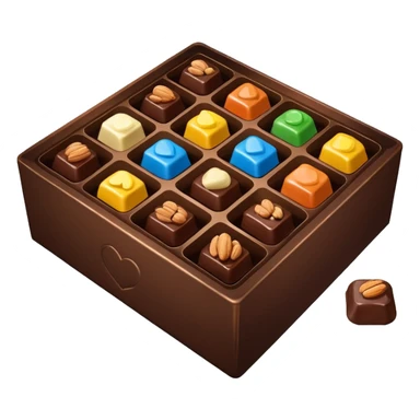 Box of chocolates with nuts on top sticker