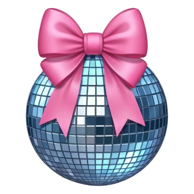 Disco ball with pink bow sticker