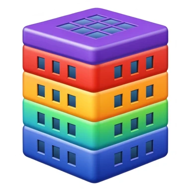 I want a 7 storey building with 7 chakras colour. Starting with violet, indigo, blue, green, yellow, orange , red sticker