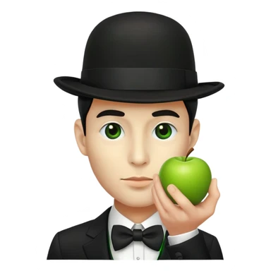 Magritte “the son of man” with green apple instead of head sticker
