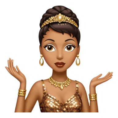 Josephine Baker with dark brown hair, bronze sequin outfit sticker