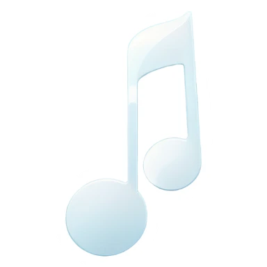 A minimalist and modern white music note icon on a smooth circular background with a vibrant blue and turquoise gradient. Ultra-high resolution, vector style, sharp edges, studio lighting, 4k, smooth texture, flat design, high quality, crisp details sticker