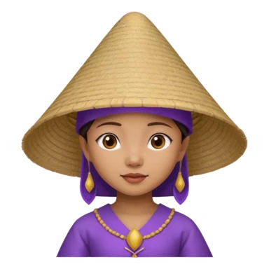ancient vietnamese girl with dress and conical hat, purple sticker