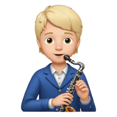 Ragazzo biondo con guance rosse che suona clarinetto sticker