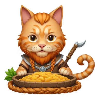 ginger cat viking with braided beard, feasting in Valhalla sticker