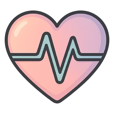 stylized heart with a smooth wave cardiogram line inside, icon-color-outlined style, thin clean contours, soft rounded shapes, pastel palette #98B5BC, #B5B3C1, #C9A3C9, #E4C0CA, #F7DCD1, #F7C0AA, detailed shadows and highlights, soft lighting, transparent background, no base or decoration sticker