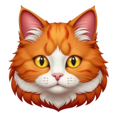 red cat with a white breast, a red spot on the chin. yellow eyes. fluffy. sticker