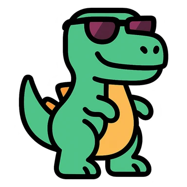 dinosaur wearing sunglasses, colorful icon sticker