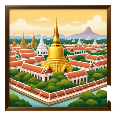 ​Cinematic Realistic Nakhon Pathom, Thailand, depicted as a historic cityscape dominated by the iconic Phra Pathom Chedi, surrounded by lush gardens, bustling local markets, and traditional Thai architecture, bathed in warm golden light and rendered with rich textures that capture its cultural and historical significance, sticker