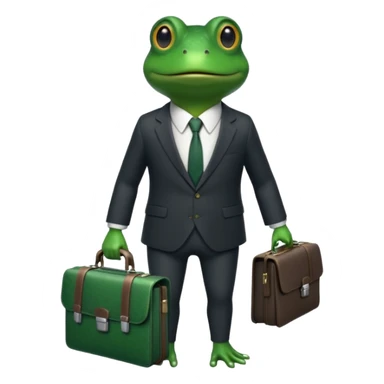 frog with a suit and tie and a briefcase sticker