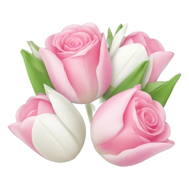 Bouquet of pink rose and white tulips sticker