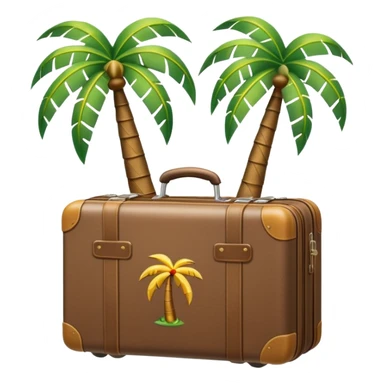 holiday incoming with suitcase and palm tree, motion lines or arrows to show incoming, suitable for Slack status emoji sticker