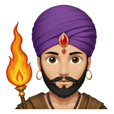 Con el planeta Saturno 🪐 (esto tiene que ser el elemento más importante) , un moro con turbante 👳🏾‍♂️ y la cara del diablo morada esta 😈. Centrate en el planeta Saturno , que se vea claramente con su anillo  y dentro el moro  sticker