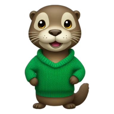 Otter in green sweater where M is written sticker
