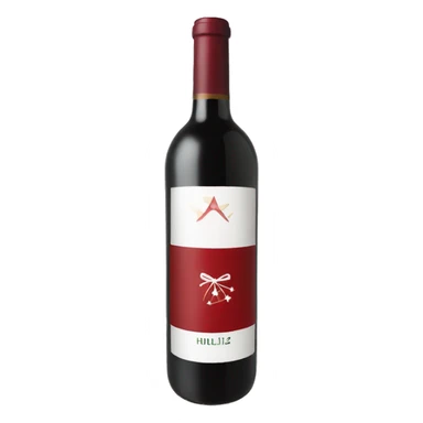 bottle of christmas red wine with holli branch logo sticker