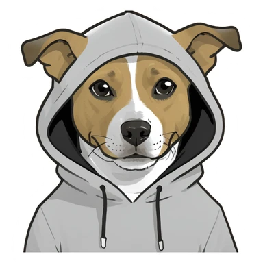 Dog wearing a hoodie  sticker