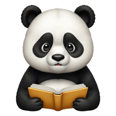 panda reading with a stressed face sticker