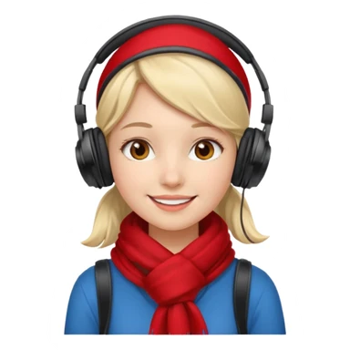 young girl with red scarf wearing headphones sticker