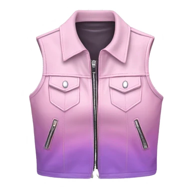 Realistic pastel pink to pastel purple ombre crop top zippered leather vest. sticker