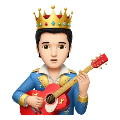 Elvis Presley King of Rock and Roll with crown, music notes and guitar sticker