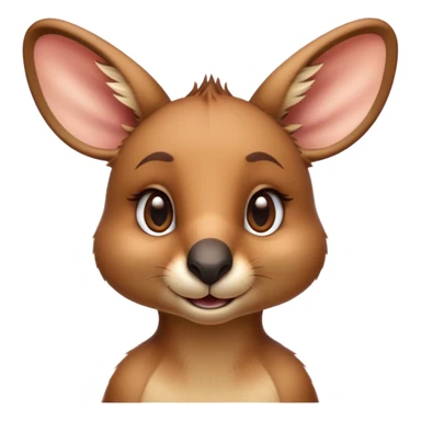 Cinematic Realistic Cute Kangaroo Portrait Emoji, Head tilted playfully and inquisitively, featuring a compact, agile build with soft, warm tawny fur and a characteristically endearing face with bright, curious eyes and perky ears, rendered with lifelike detail and natural highlights, high shine, affectionate and spirited, styled with a touch of outback whimsy, soft glowing outline, capturing the essence of a mischievous yet lovable kangaroo that seems poised to hop playfully into your arms! sticker
