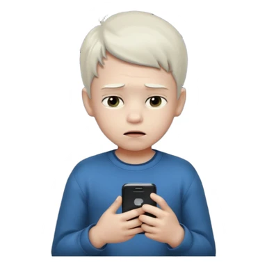 un niño de entre 3 - 10 años jugando con su celular, cansado en una habitacion apagada, el niño tiene piel blanca

 sticker