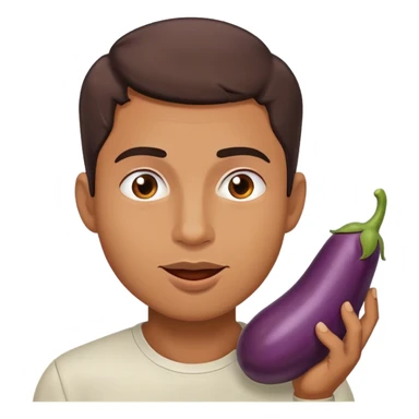 Guy eating an eggplant sticker