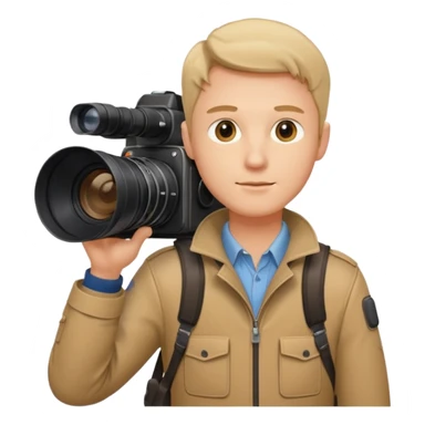 man single  large film Camera ,on his shoulder sticker