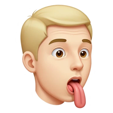 clear side profile of a man sticking his tongue out, complete side view showing the side of face sticker