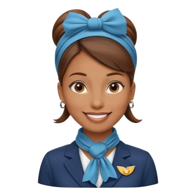  flight attendant, Light Brown skin, brown hair in one bun, neck scarf sticker