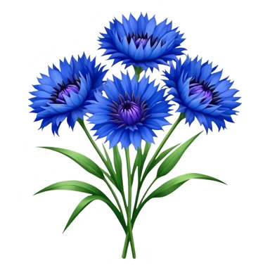 luxuriant, big bouquet Cornflower, stem, leaf sticker
