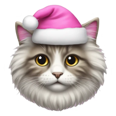 fluffy cat with a pink santa hat sticker