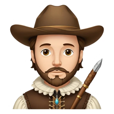 Shakespeare as a cowboy with ruff collar, quill pen and cowboy hat sticker