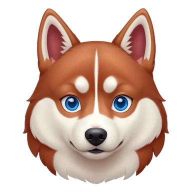 Disney-style red Siberian husky with blue eyes, cute sticker