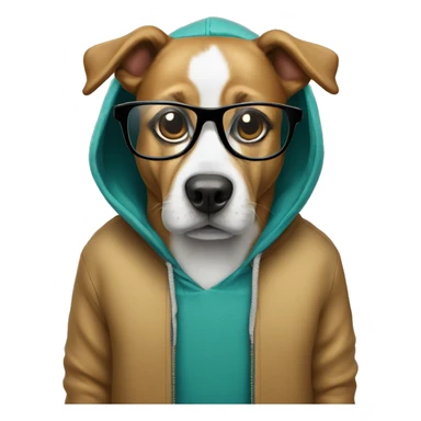 Dog with a hoodie and glasses sticker
