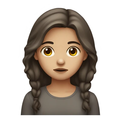 sad girl with dark brown eyes and brown hair sticker