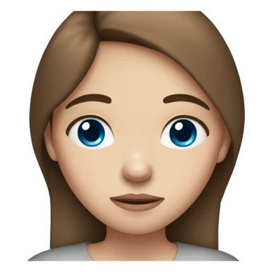 beautiful sad girl fair skin blue eyes  brown hair sticker