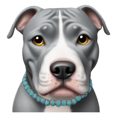 gray pitbull wearing a beaded friendship bracelet  sticker