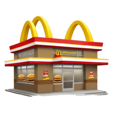 “McDonald’s store with the iconic golden arches, a red and yellow color scheme, and a simple, recognizable design that captures the essence of a fast food restaurant.” sticker