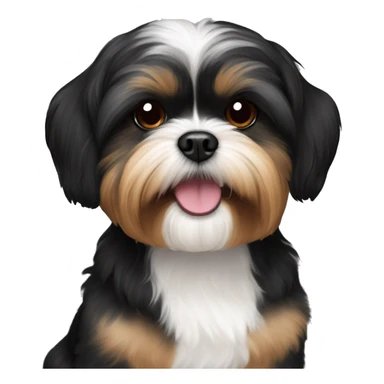 black and tan shih tzu maltese mix black head fur no white fur sticker