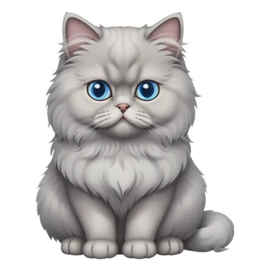 gray Persian cat full body sitting with blue eyes sticker